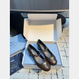 prada Crinkled leather Mary Jane ballet flats