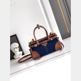 Prada Bonnie small denim and leather handbag 1BA486