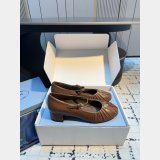 prada Crinkled leather Mary Jane ballet flats