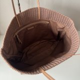 TOP MIU MIU Raffia-effect woven tote bag 5BG228