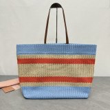 TOP MIU MIU Raffia-effect woven tote bag 5BG228