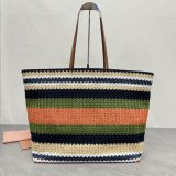 TOP MIU MIU Raffia-effect woven tote bag 5BG228