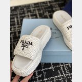 Prada Raffia Flatform Slide Sandal