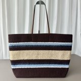 TOP MIU MIU Raffia-effect woven tote bag 5BG228