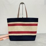 TOP MIU MIU Raffia-effect woven tote bag 5BG228
