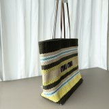 TOP MIU MIU Raffia-effect woven tote bag 5BG228