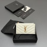 Saint Laurent CASSANDRE MATELASSE FRAGMENTS CARD CASE IN GRAIN LEATHER