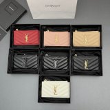 Saint Laurent CASSANDRE MATELASSE FRAGMENTS CARD CASE IN GRAIN LEATHER